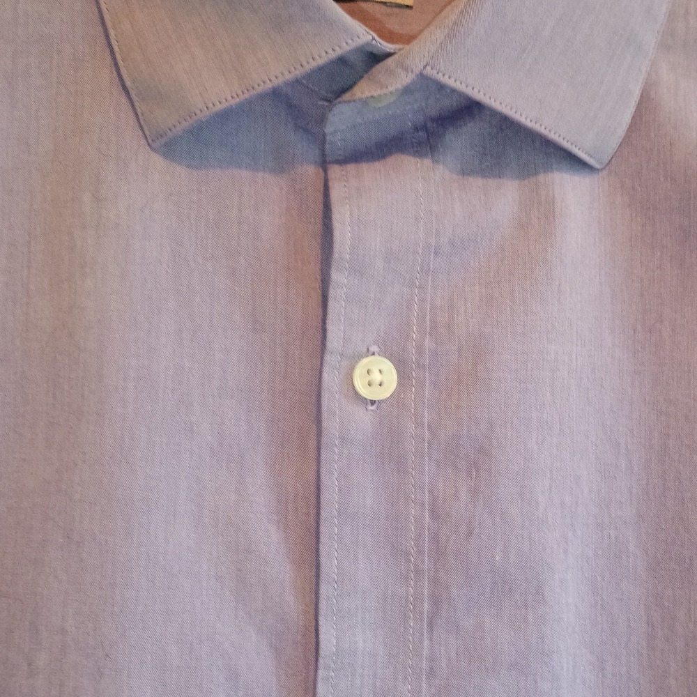 DKNY Slim Fit Natural Stretch‎ Light Purple Men's Long Sleeve Shirt - Picture 6 of 10